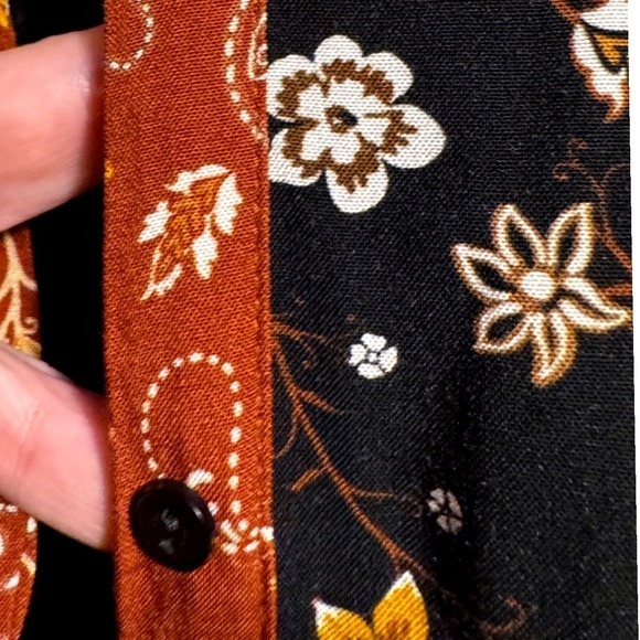 ZARA WOMAN M Maxi Long Sleeve Floral Patchwork Colorblock Shirt Kimono Dress - Picture 6 of 12